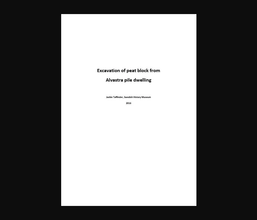 Frontpage of archaeological report