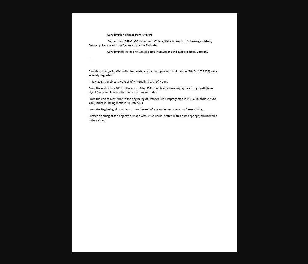 Frontpage of archaeological report