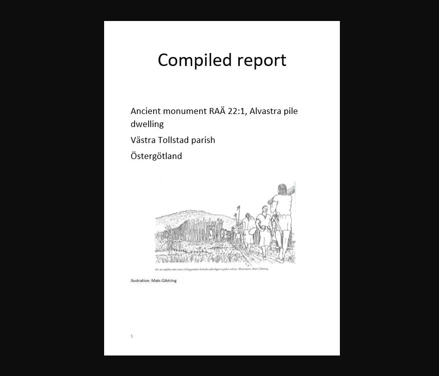 Frontpage of archaeological report