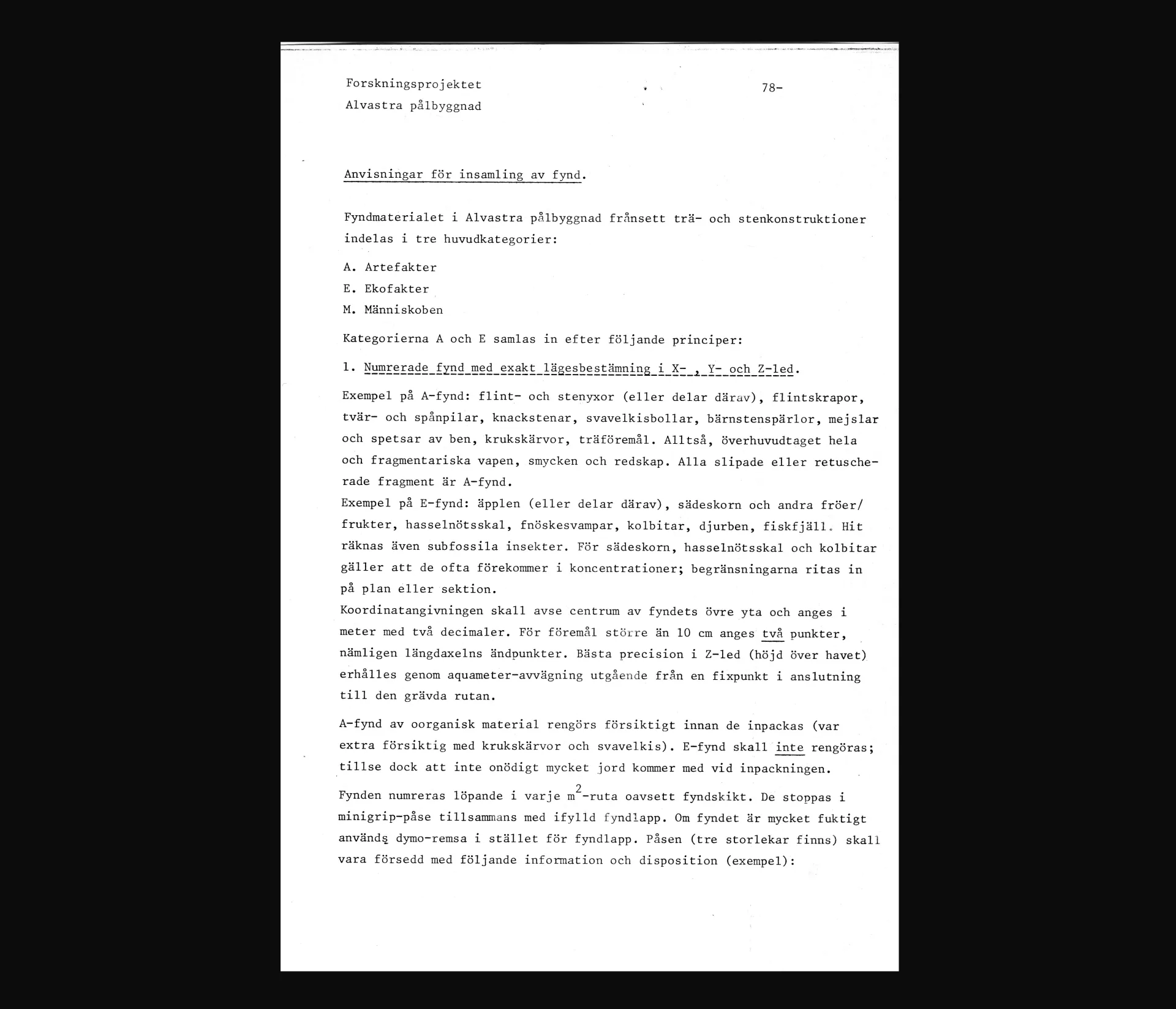 Image of text in an excavation report