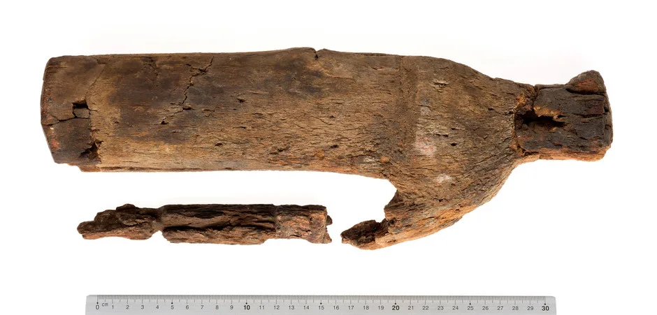 Wooden wedge in two parts