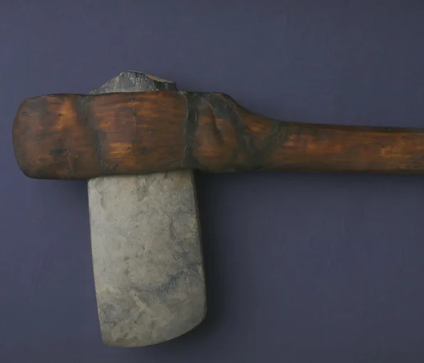 axe head with wooden handle