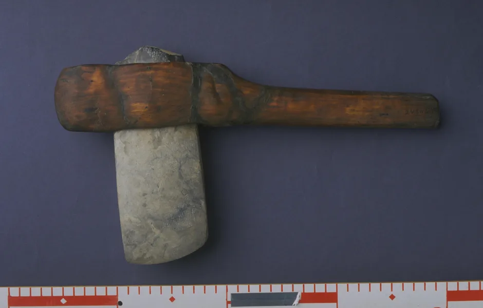 axe head with wooden handle